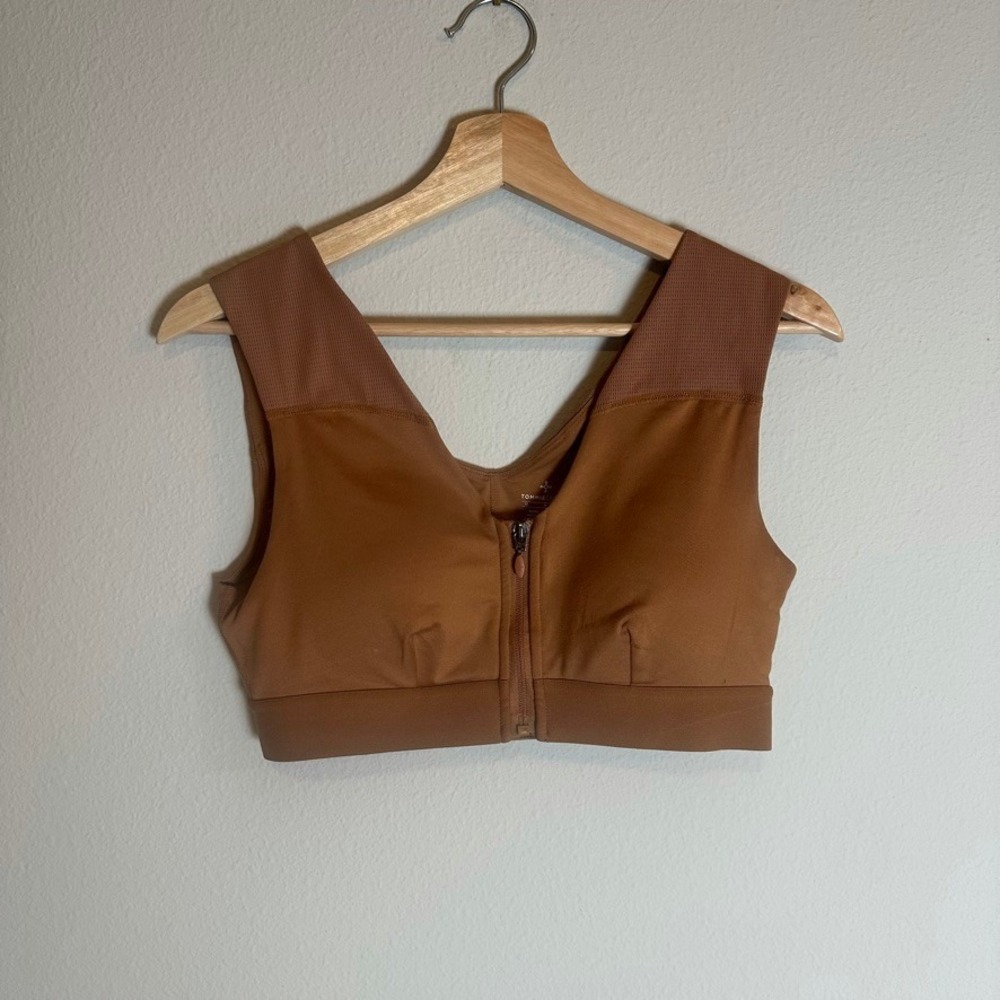 Tommie Copper Znergy Front Zip Sports Bra Terracotta Brown Mesh Back Medium